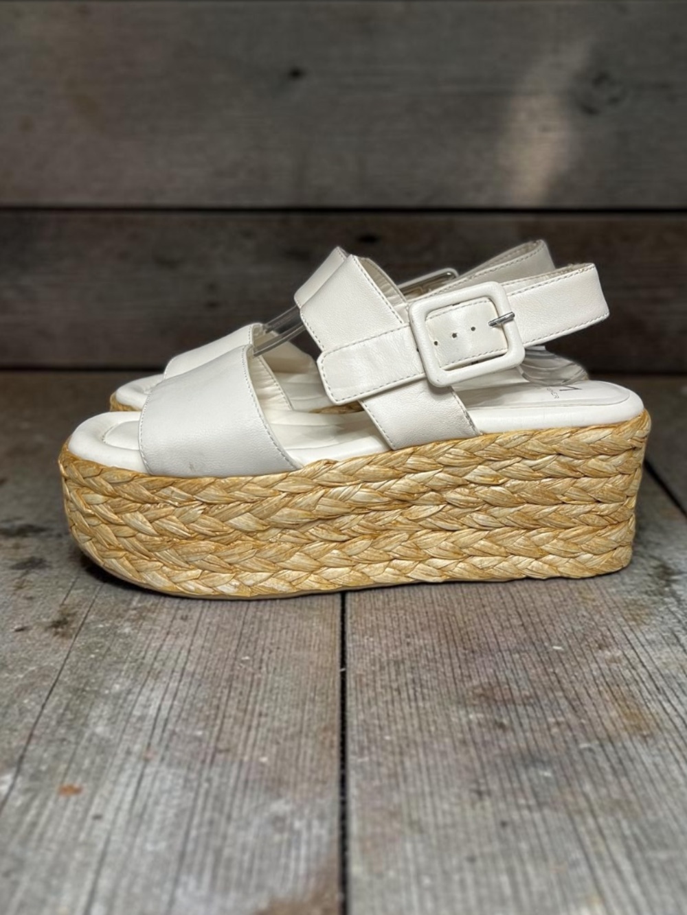 🌻Marc Fisher LTD Patryce Platform Wedge Sandals Leather Espadrille Women's 7.5